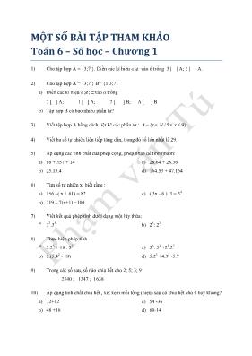 Một số bài tập tham khảo Toán 6  Số Học  Chương 1
